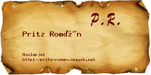 Pritz Román névjegykártya